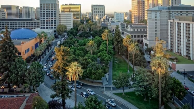 downtown san jose, california aerial photo