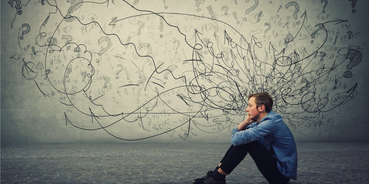 young man sitting to show mental health concept