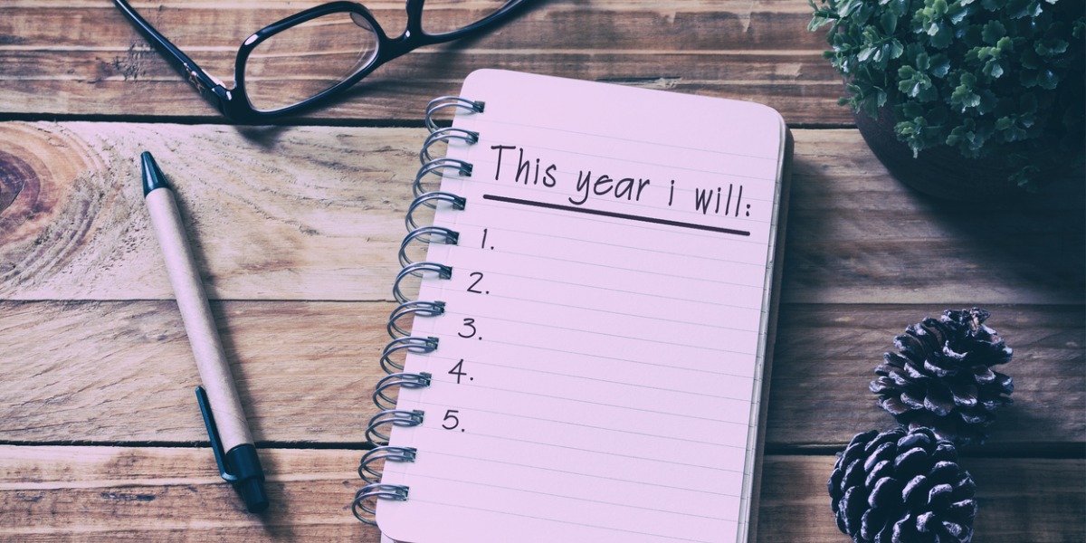 notebook with list ready for new years goals