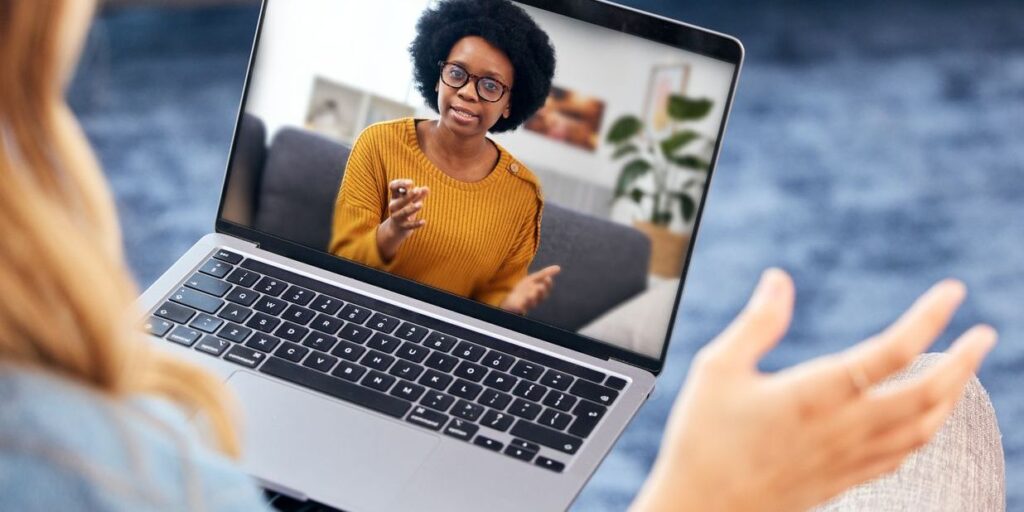 virtual psychiatry appointment seen on laptop