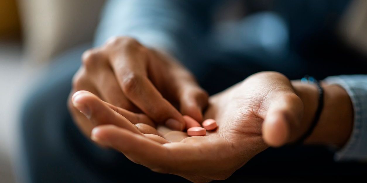 hand with antidepressant medications