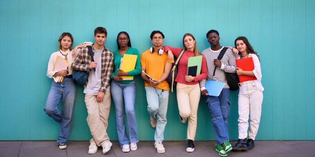 gen z standing together to represent diversity and mental health