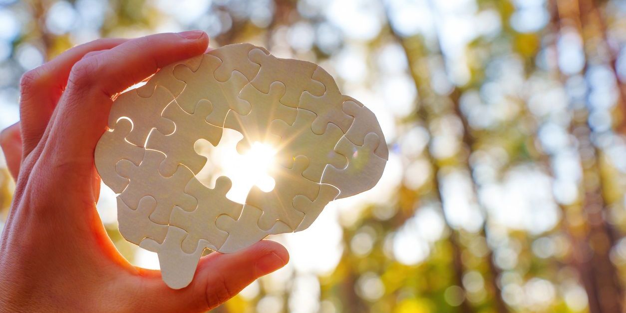 light through puzzle shaped like brain to show value of mental health treatment